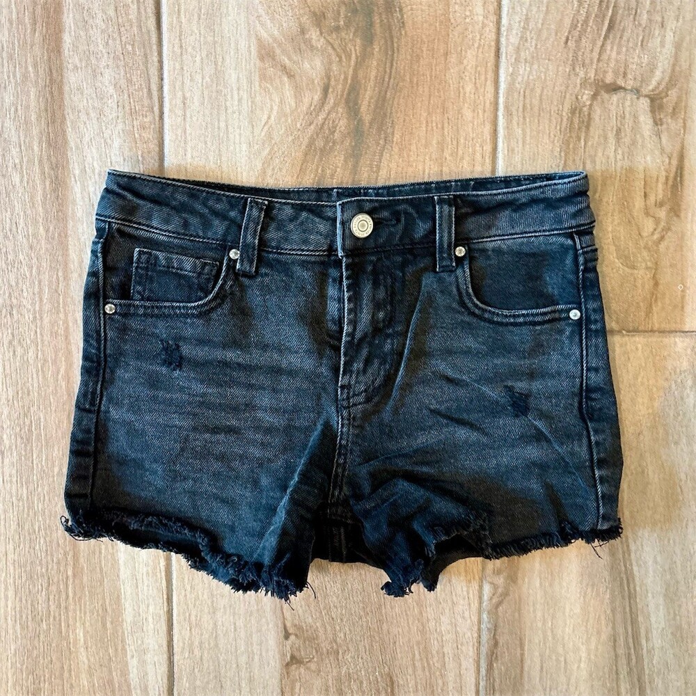 RSQ Vintage Cut-Off Shorts Size 12 Black High Rise Frayed Hem